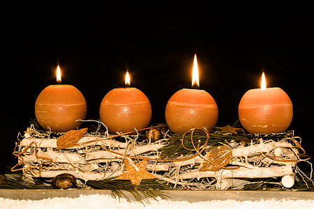 four brown pillar candles thumbnail