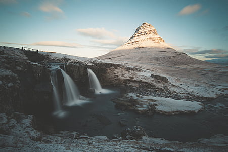 waterfalls near on mountains thumbnail