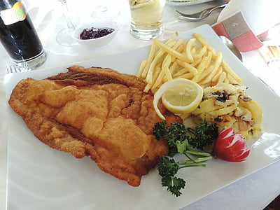 fries with fried food on square white ceramic plate thumbnail