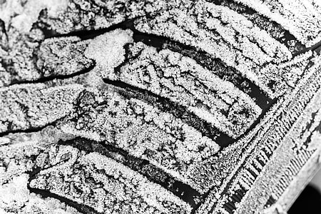 Frozen Winter Tire With Snow Close Up thumbnail