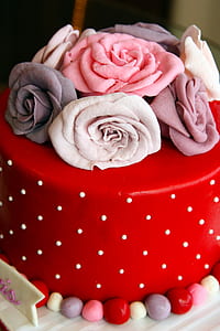 red and multicolored rose flower-themed fondant cake thumbnail