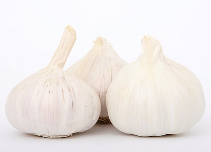 three white garlic bulbs thumbnail