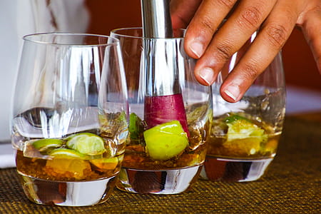 Three Rock Glasses With Smashed Fruits thumbnail