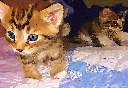 painting of two grey kittens thumbnail