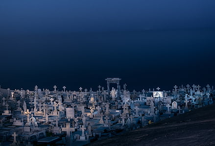 photo of cemetery during nightime thumbnail