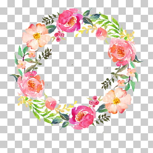 Watercolour Flowers Wreath Watercolor painting Garland, watercolor flower, pink, green, and red floral wreath PNG clipart