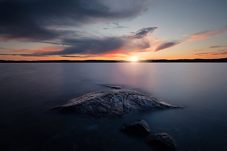 Sunset over the water in Artipelag, Värmdö, Sweden thumbnail