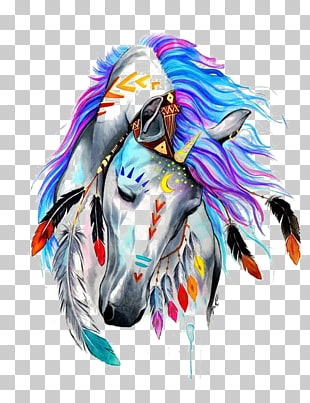 T-shirt Horse Clothing Art Drawing, Color national wind horse, multicolored horse illustration PNG clipart