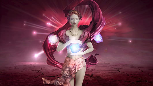 woman wearing red and pink costume illustration thumbnail