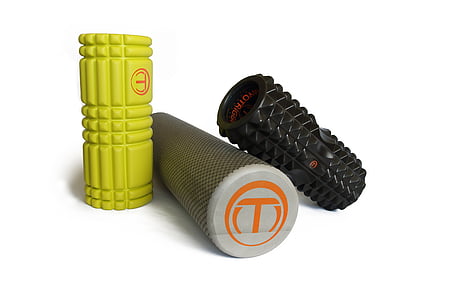 three assorted-color roll exercise equipments thumbnail