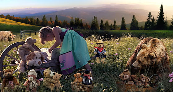mountains, love, flowers, girl thumbnail