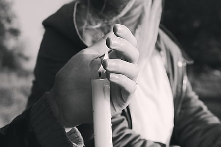 Grayscale Photo of Candle thumbnail