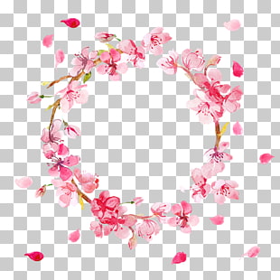 Flower Rose Wreath Petal Stock illustration, Peach blossom made of wreaths, pink flower wreath PNG clipart