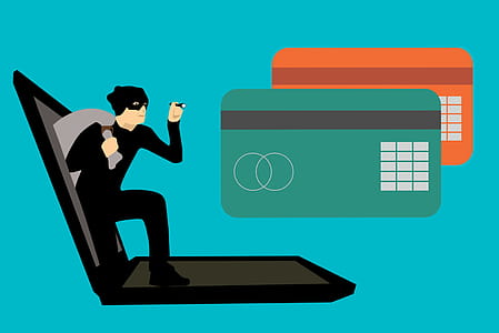 Illustration of online crime - stolen identity and credit. thumbnail