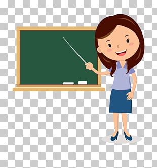 Teacher Cartoon Blackboard, Blackboard cartoon Teachers, teacher pointing his stick on board illustration PNG clipart