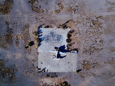 aerial photo of gray parked airplane thumbnail