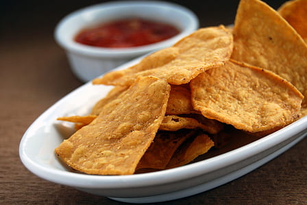 tortilla chips on white ceramic plate thumbnail