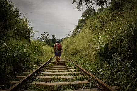 Man Walking In Train Railroad thumbnail