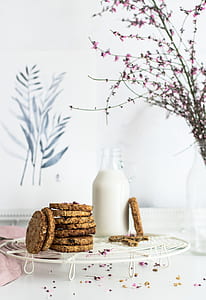 cookies with glass of milk on wire tray thumbnail