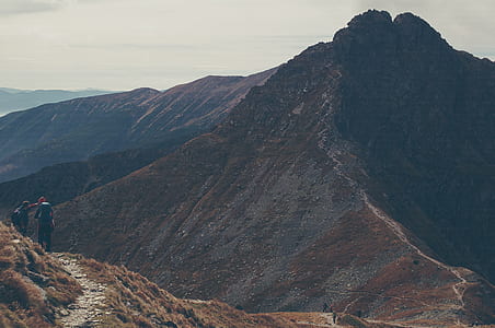 two person standing on top of mountain during daytime thumbnail