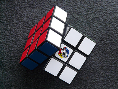 fixed 3x3 Rubik's Cube on black surface thumbnail