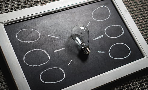 clear glass filament bulb on blackboard thumbnail