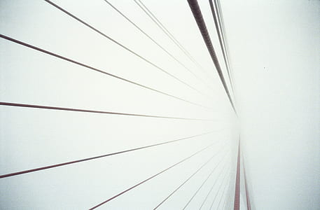 low angle view of a suspended bridge during daytime thumbnail