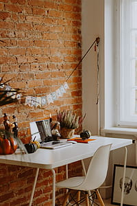 Desk with laptop & Halloween Decorations thumbnail