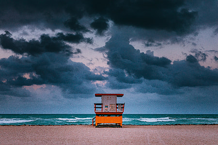 lifeguard cabin under blue sky thumbnail
