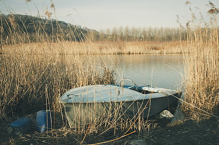 gray motorboat near lake thumbnail