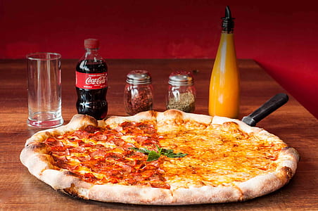 pepperoni pizza beside soda bottle thumbnail
