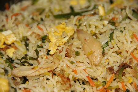 fried rice with sliced vegetable and meat thumbnail