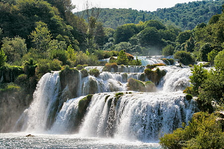 waterfall near green forest thumbnail