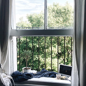 Open White Wooden Framed Clear Glass Window thumbnail
