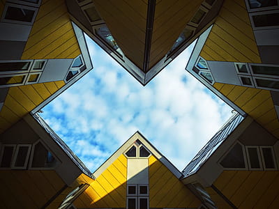 low-angle photograph of yellow and gray interior building thumbnail