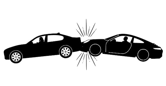 Silhouette of cars in a fender bender accident. thumbnail