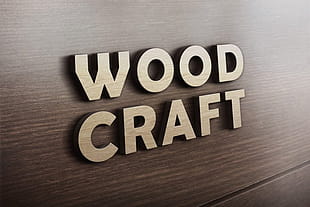 3D Wooden Logo MockUp psd file