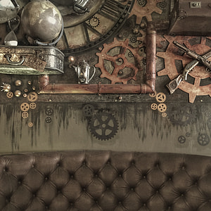 brown and gray world map globe and pistols wall decors thumbnail