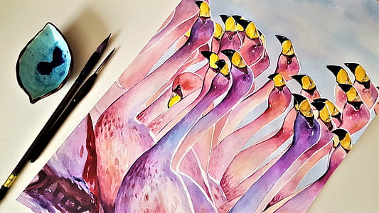 painting of flamingos thumbnail