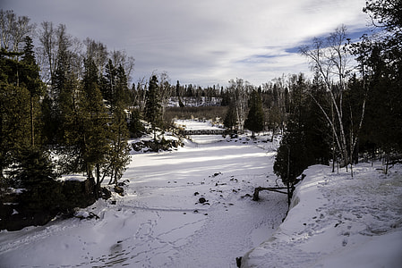 Looking down the Gooseberry River landscape at Gooseberry Falls State Park, Minnesota thumbnail