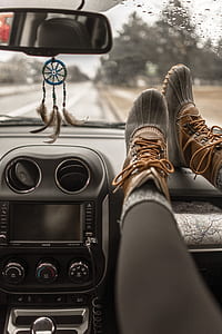 person inside vehicle hanged its feet on dashboard thumbnail