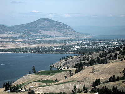Aerial view of Penticton, Skaha Lake landscape in British Columbia, Canada thumbnail