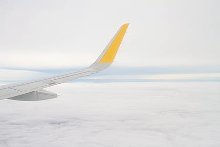 white plane wings flying on the sky thumbnail