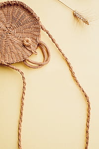 round brown wicker boho bag thumbnail