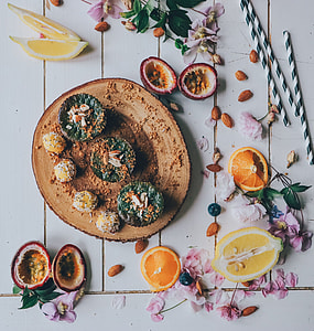 sliced fruits and nuts near wood slab thumbnail