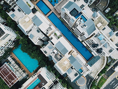 aerial view of rectangular indoor pool thumbnail