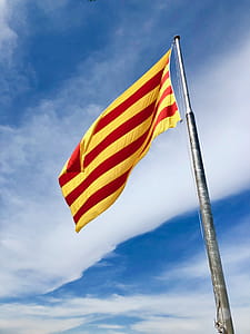 Photo of Raised Yellow and Red Horizontal Striped Flag thumbnail