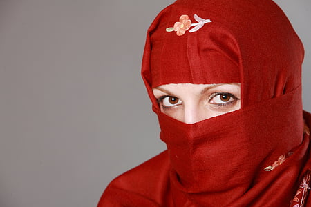 woman wearing red headscarf thumbnail