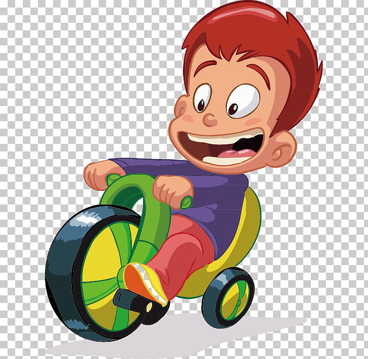 Bicycle Cartoon Cute Kids Red Haired Riding On Bike Png Clipart