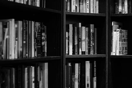 black wooden bookshelves thumbnail
